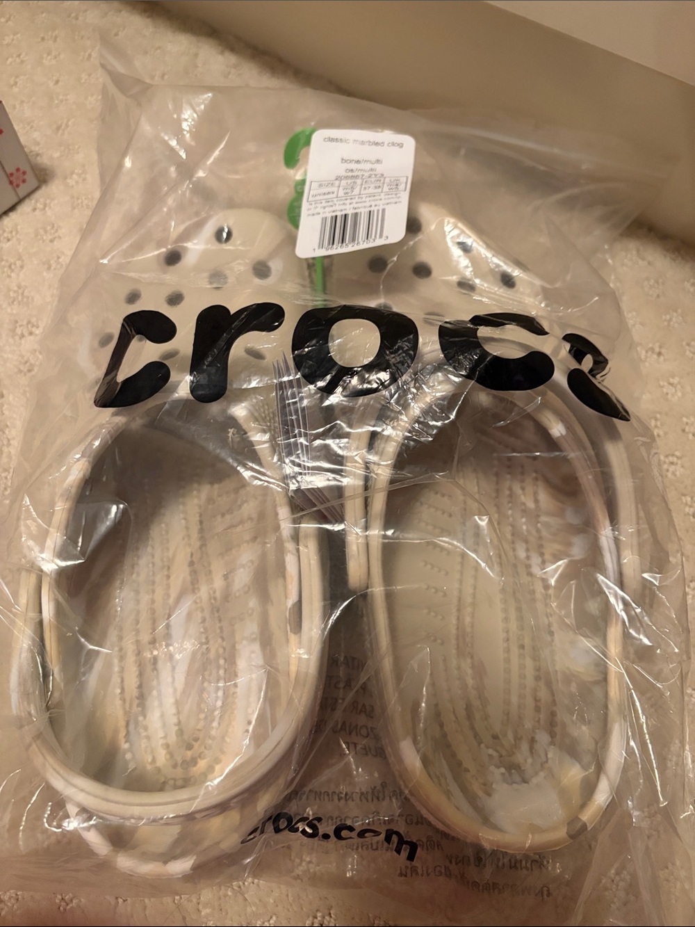 CROCS Kids Classic Clog - White/Cream with Black Accents